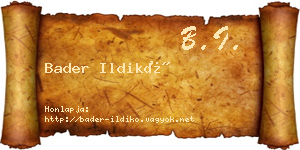 Bader Ildikó névjegykártya
