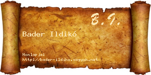 Bader Ildikó névjegykártya